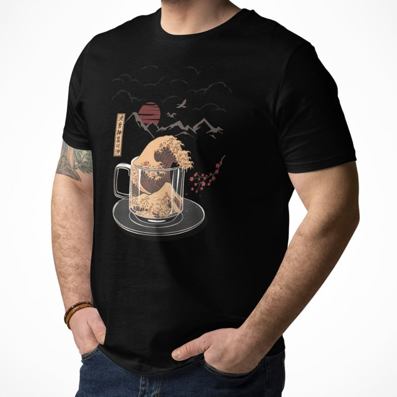 Japansk T shirt Kanagawa Kaffe