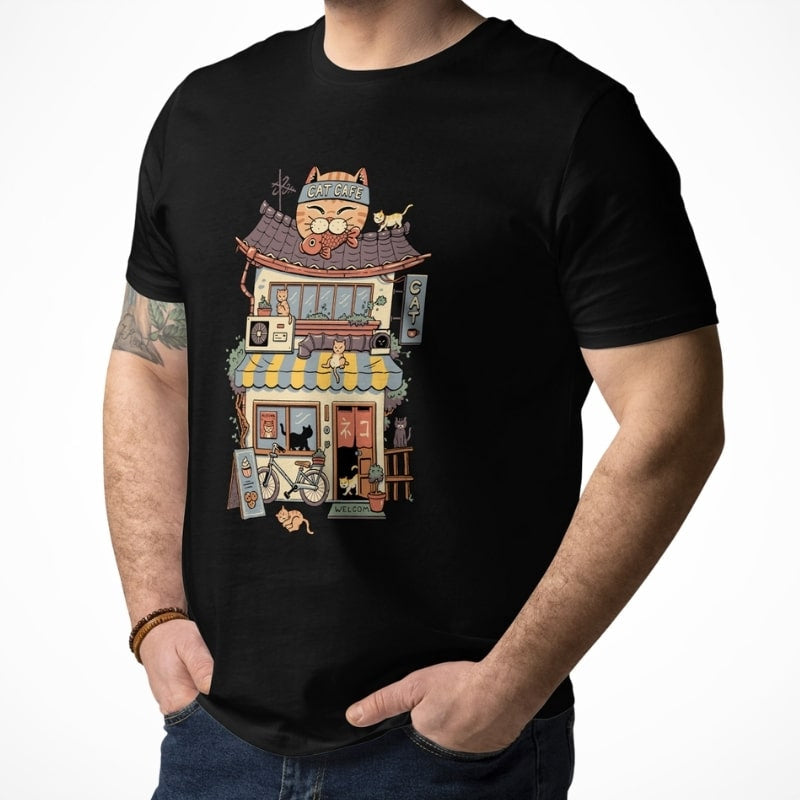 Japansk T shirt Neko Café