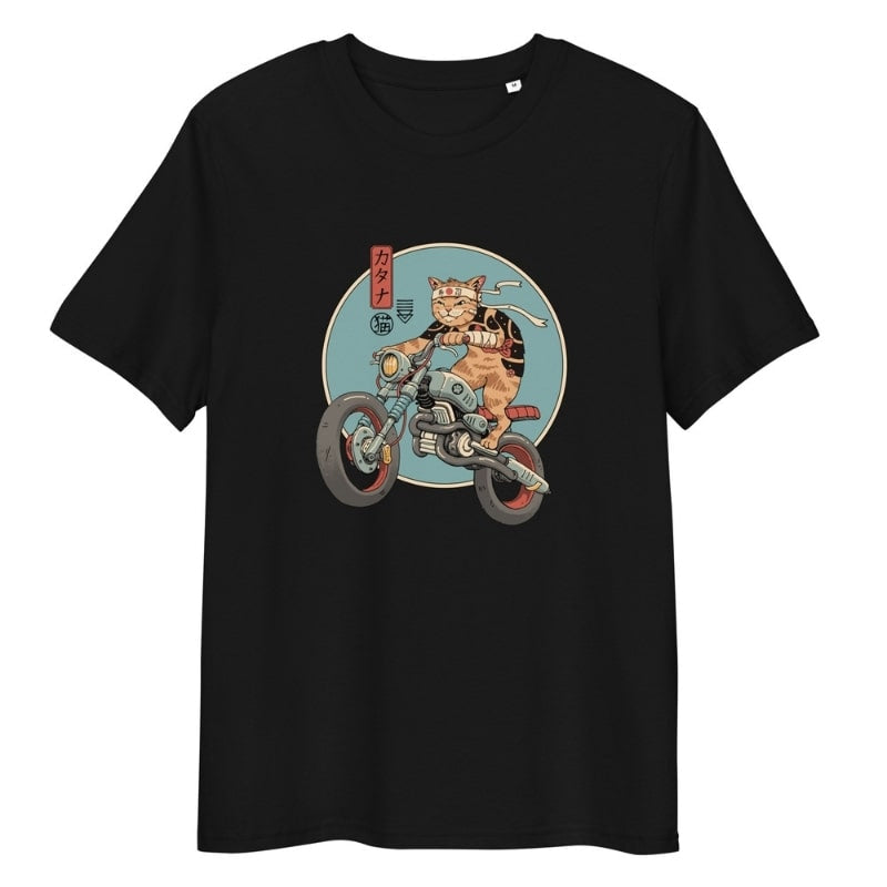 Japansk T shirt Neko Rider S / Noir