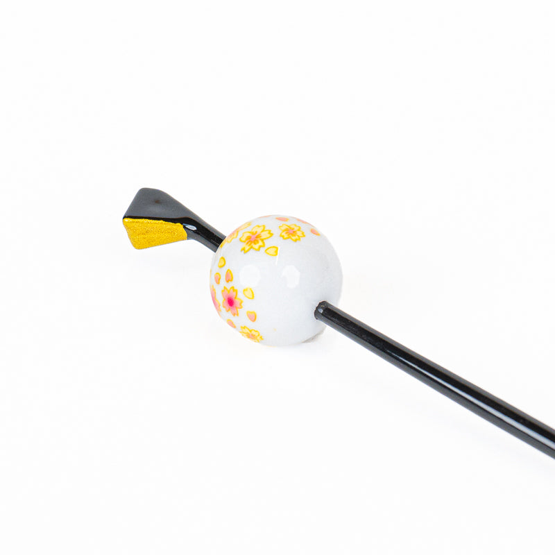 Japansk Tama Kanzashi Ukidama vit