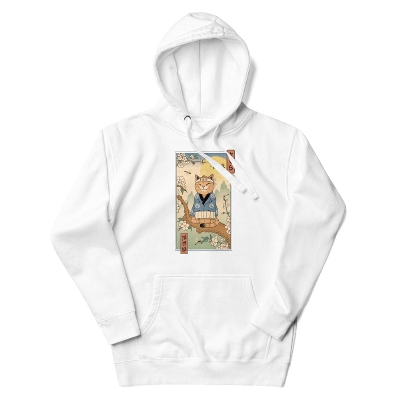 Japansk tröja Ukiyo e Neko Sakura S / Blanc