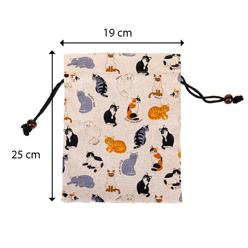 Japansk Tygpåse med Kattmotiv