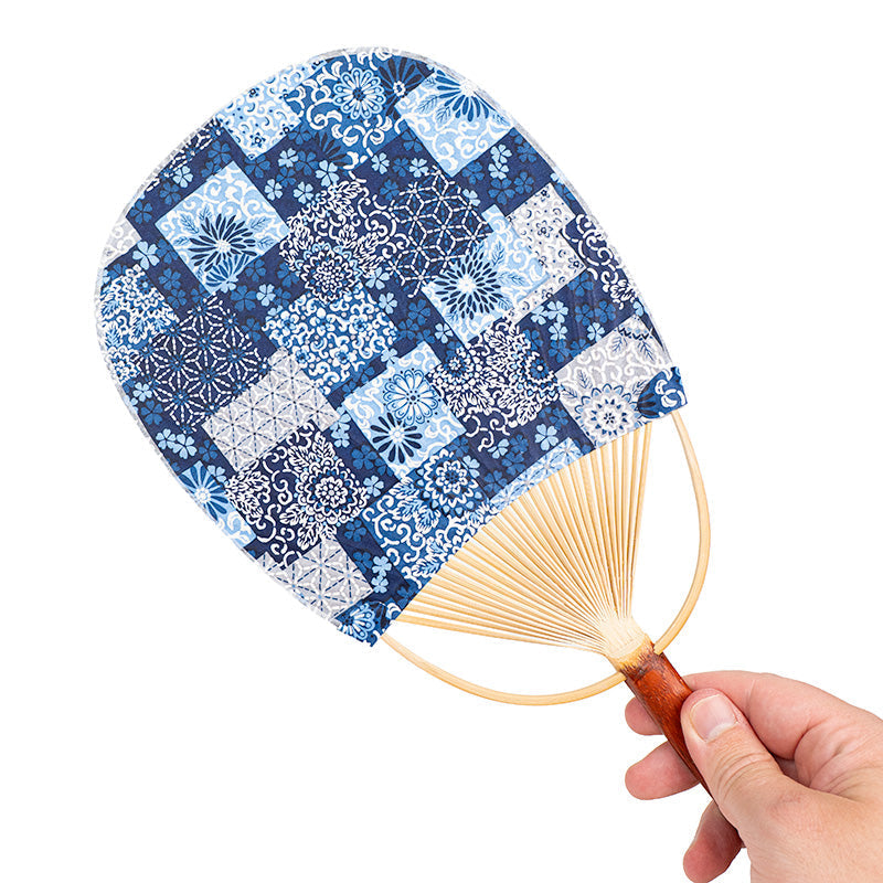 Japansk Uchiwa Solfjäder - Washi Indigo