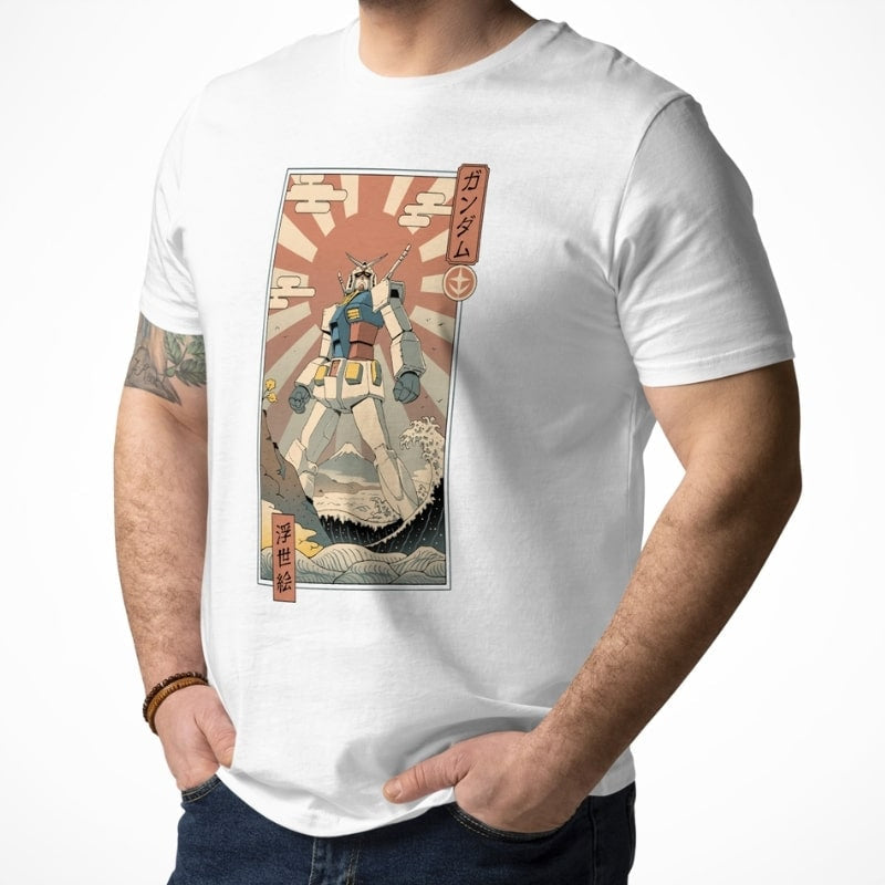 Japansk Ukiyo e Mecha & Fuji T shirt