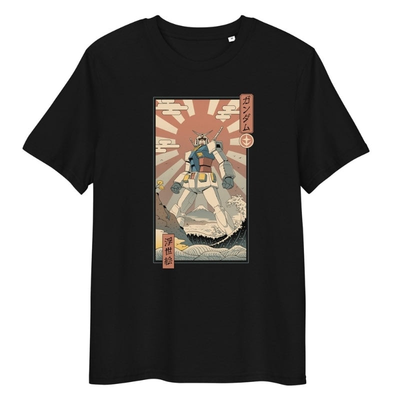 Japansk Ukiyo e Mecha & Fuji T shirt S / Noir