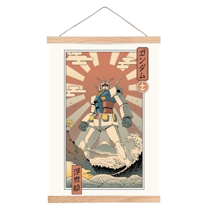 Japansk Ukiyo-e Poster med Mecha och Fuji-berget A3