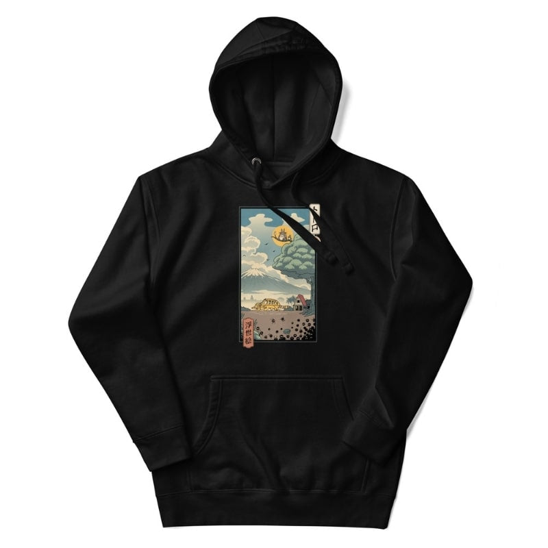 Japansk Ukiyo e Skogsvaktare Sweatshirt S / Noir