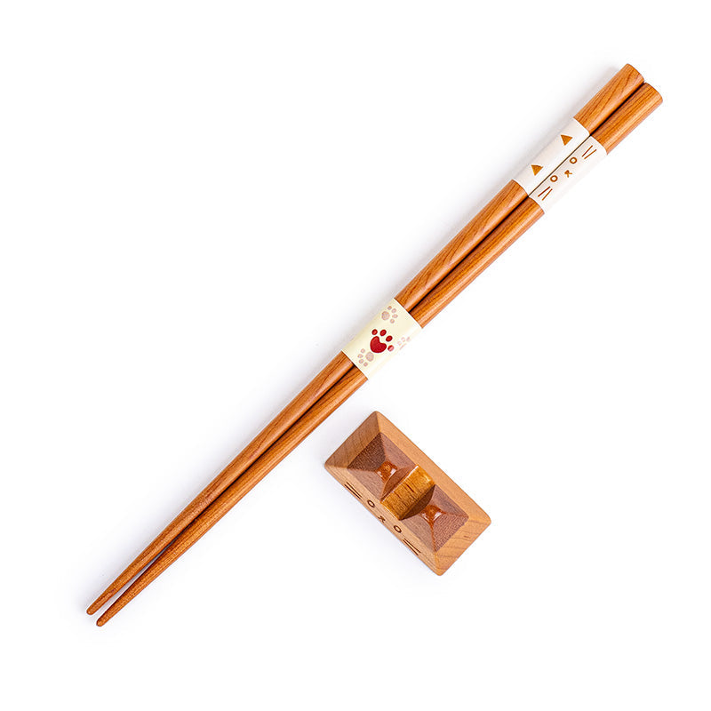 Japanska Ätpinnar & Ätpinnestöd Set - Katt