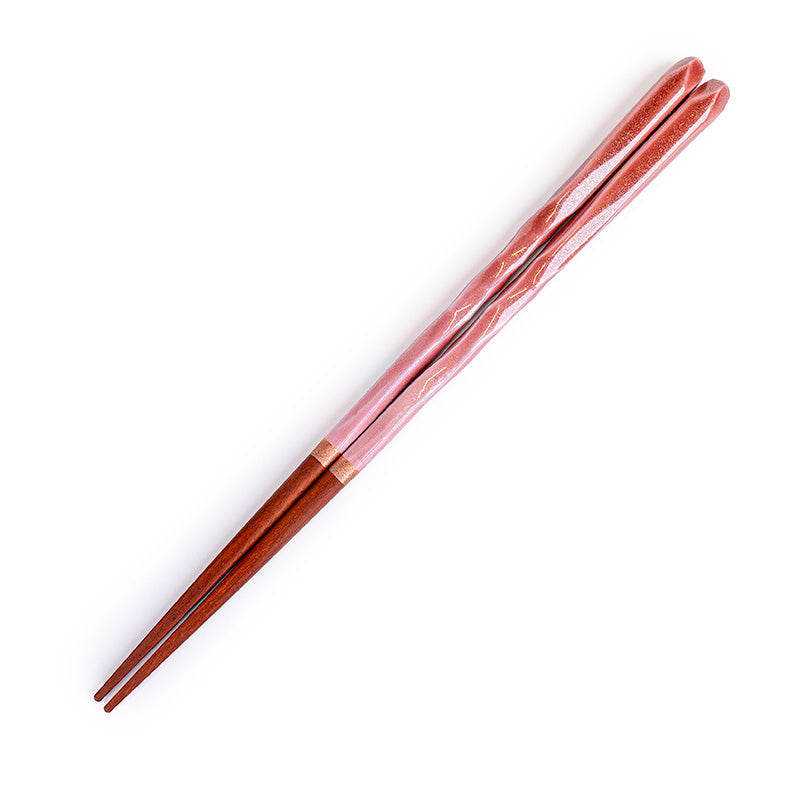 Japanska Ätpinnar - Vågig Rosa Glitter