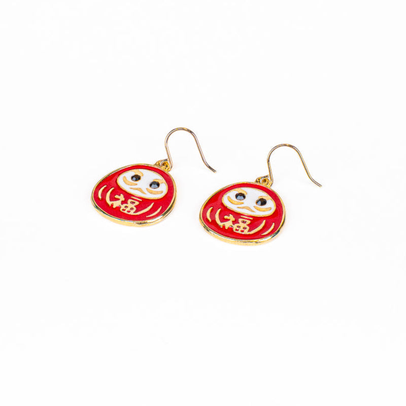 Japanska Daruma-örhängen i rött och guld