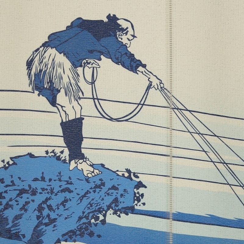 Japanska Noren Mount Fuji Blue 85 x 150 cm