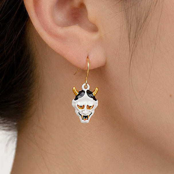 Japanska Örhängen - Vit Hannya Mask