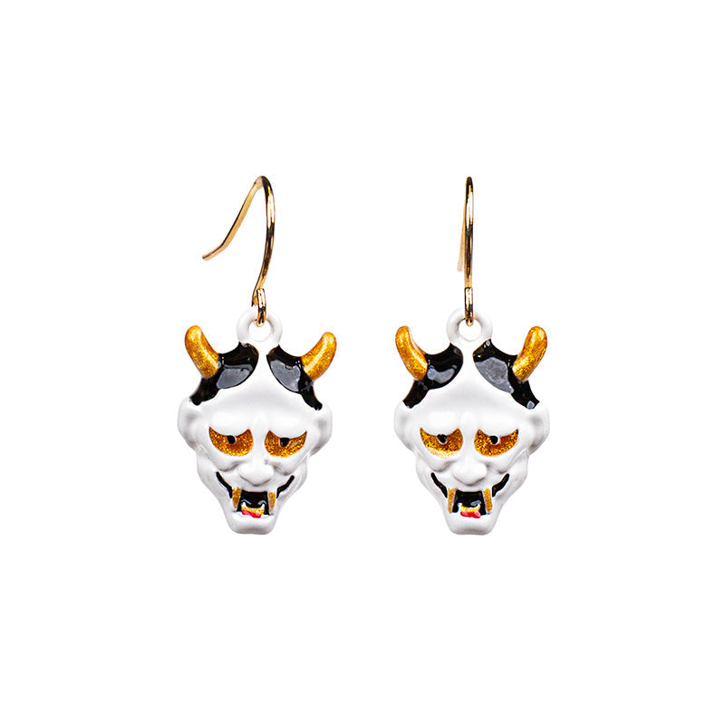 Japanska Örhängen - Vit Hannya Mask