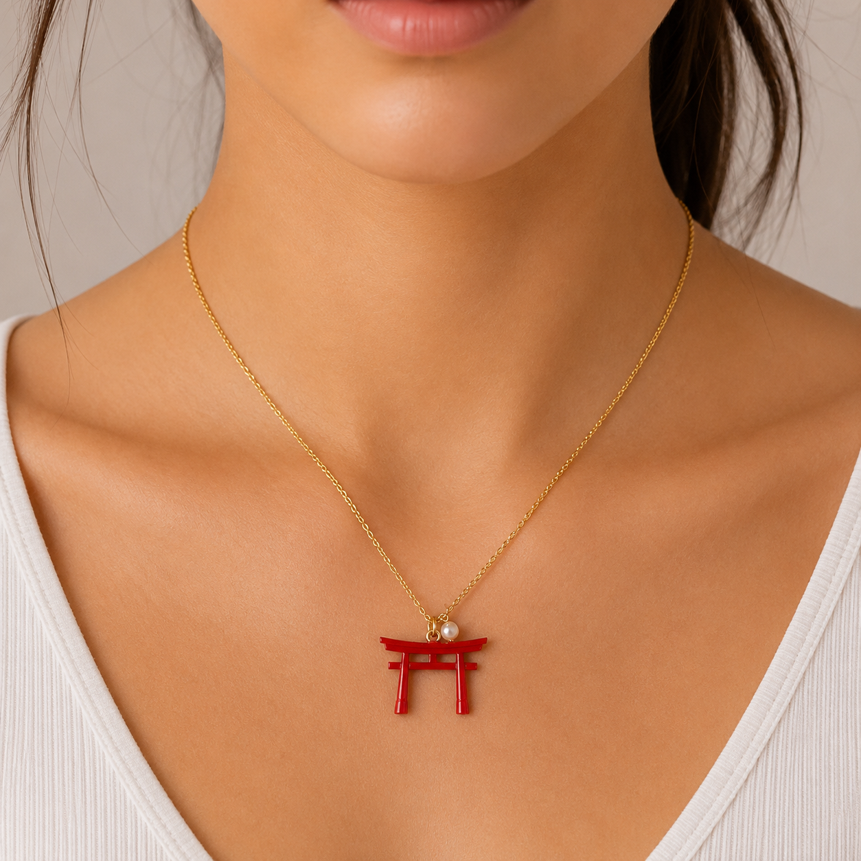 Japanskt halsband med torii-hängsmycke