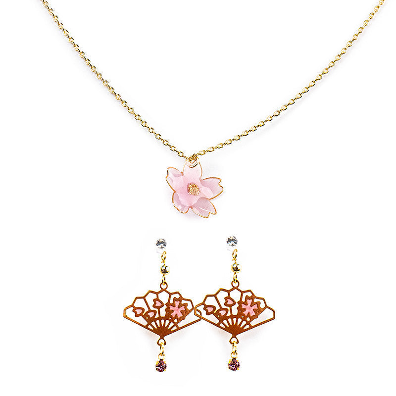 Japanskt Smyckesset Örhängen & Halsband - Hanami