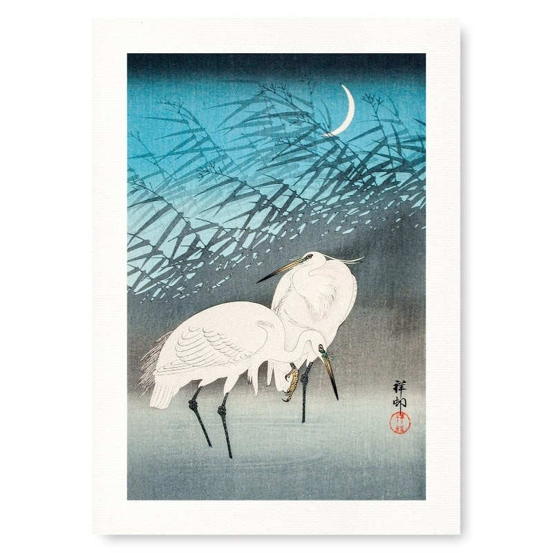 Japanskt tryck Egrets & Reeds A3