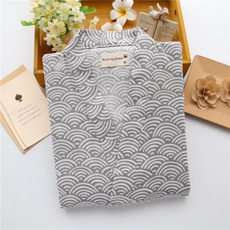 Jinbei Cotton Seigaiha mönster Grå / M