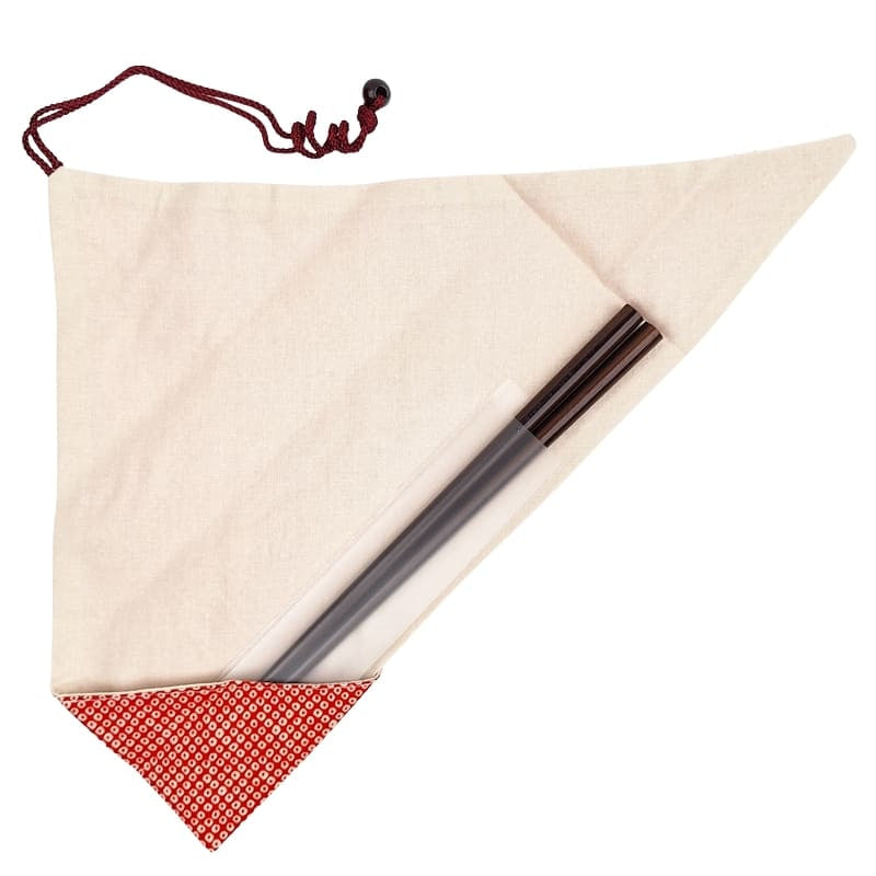 Kanoko rött japanskt ätpinnfodral