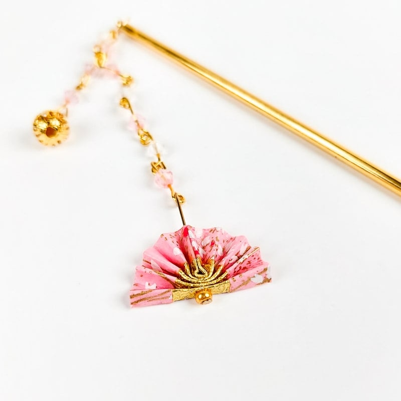 Kanzashi japansk rosa solfjäder