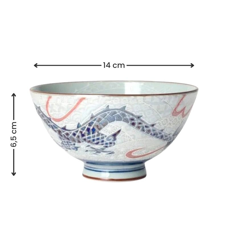 Keramisk skål med japansk drake