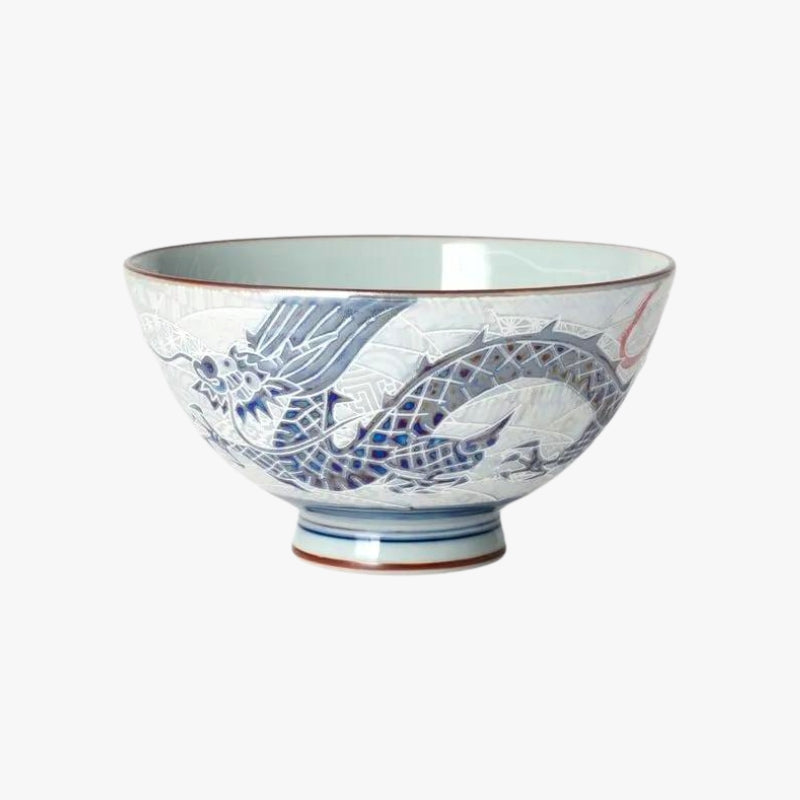 Keramisk skål med japansk drake