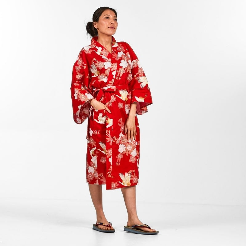 Kimono Happi Kvinna Sakura till Tsuru En storlek