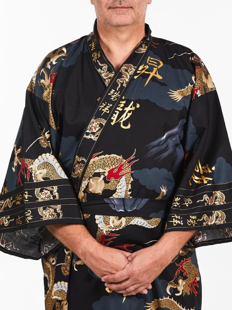 Kimono med japansk drake för män En storlek