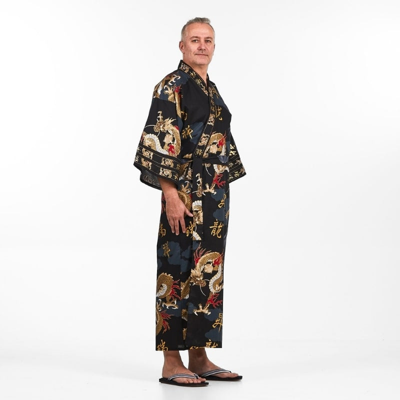 Kimono med japansk drake för män En storlek