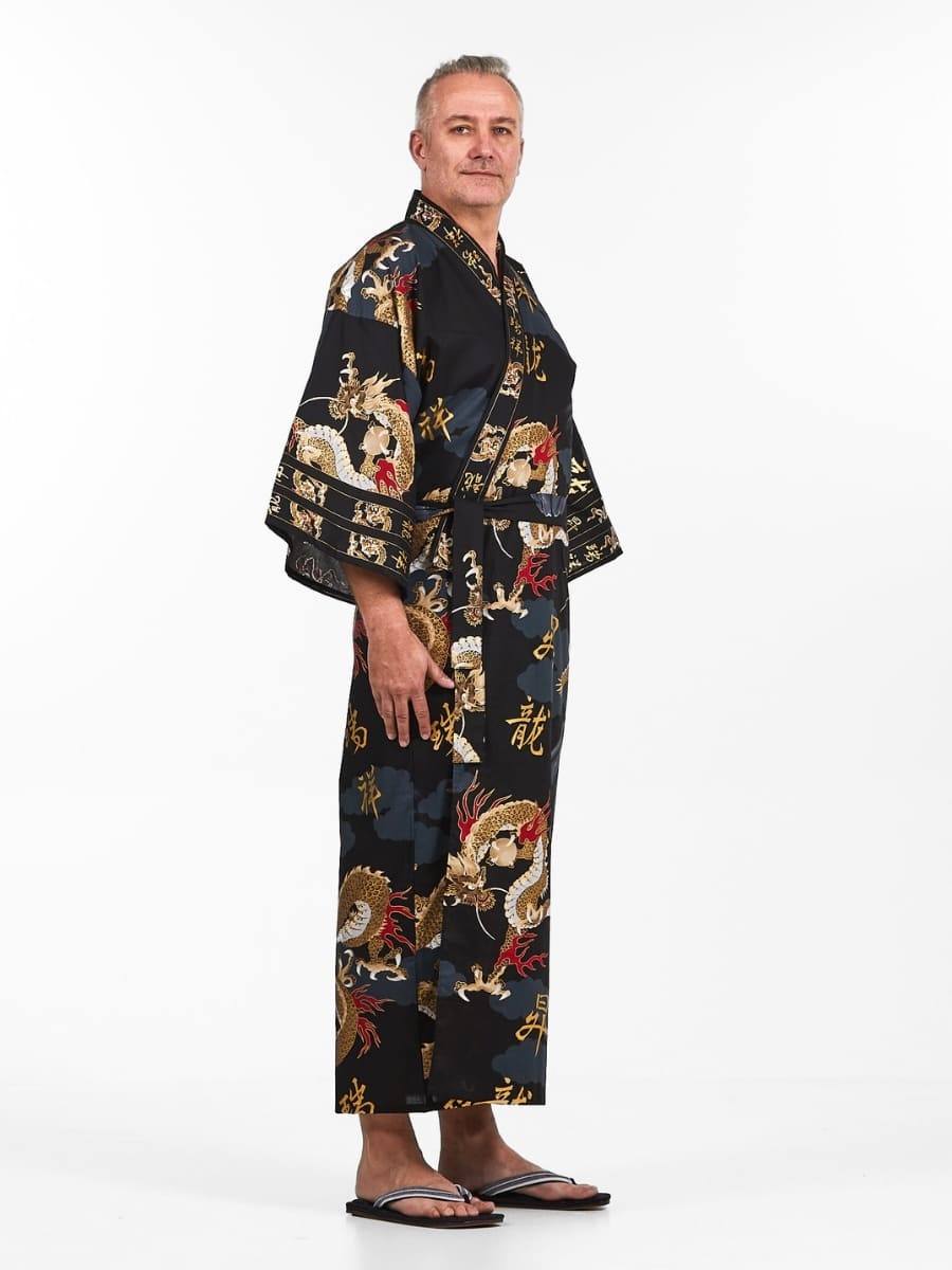 Kimono med japansk drake för män En storlek
