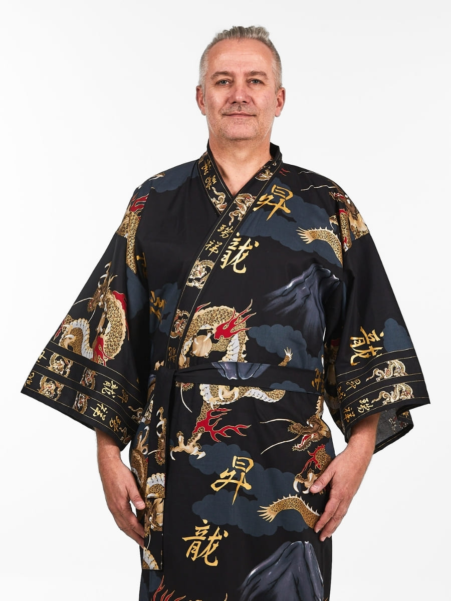 Kimono med japansk drake för män En storlek