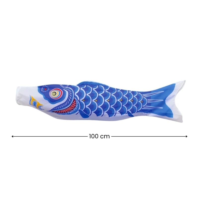 Blå Traditionell japansk Koinobori 100 cm