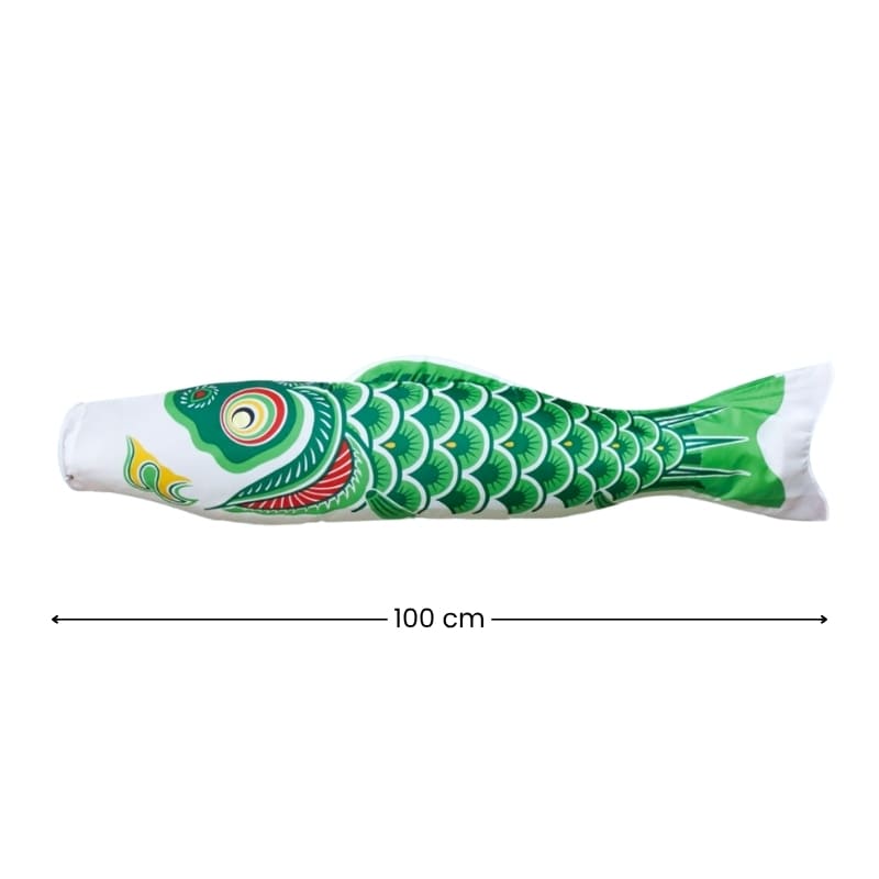 Traditionell grön japansk koinobori 100 cm