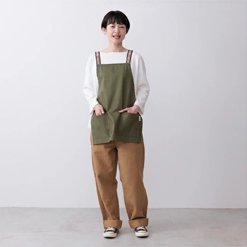 Kort japanskt förkläde - Khaki
