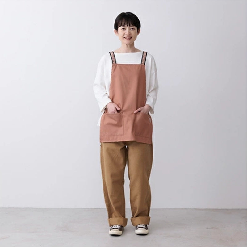 Kort japanskt förkläde - Terracotta