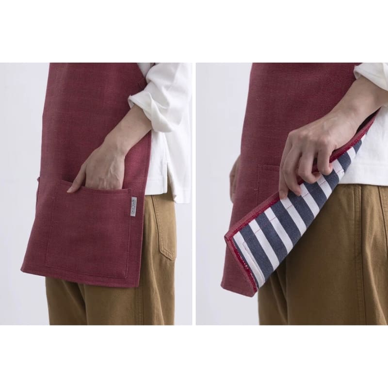 Kort japanskt förkläde - Unisex och rött