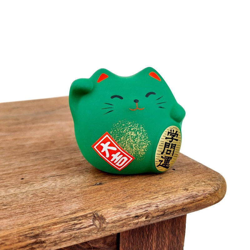 Maneki Neko rund grön