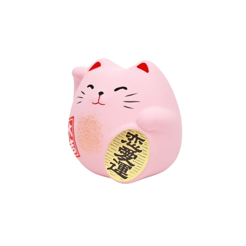 Maneki Neko Rund Rosa