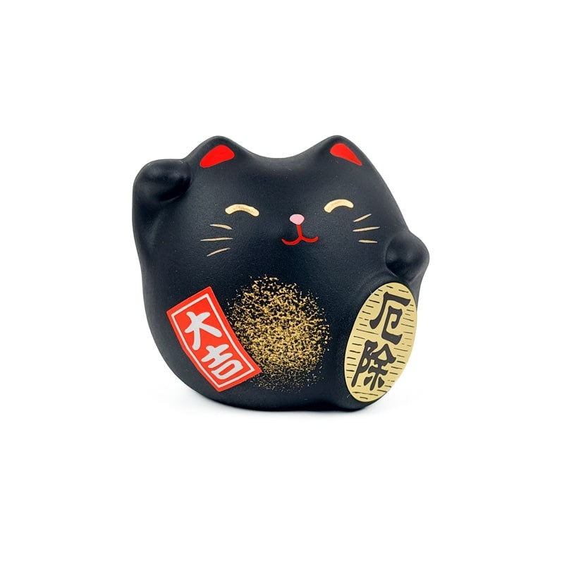 Maneki Neko Rund Svart