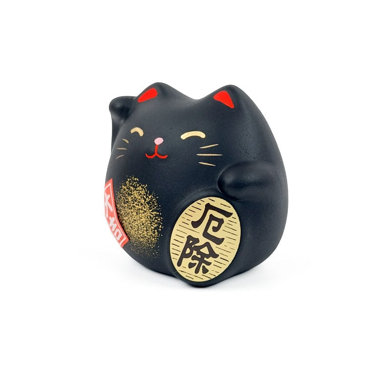 Maneki Neko Rund Svart
