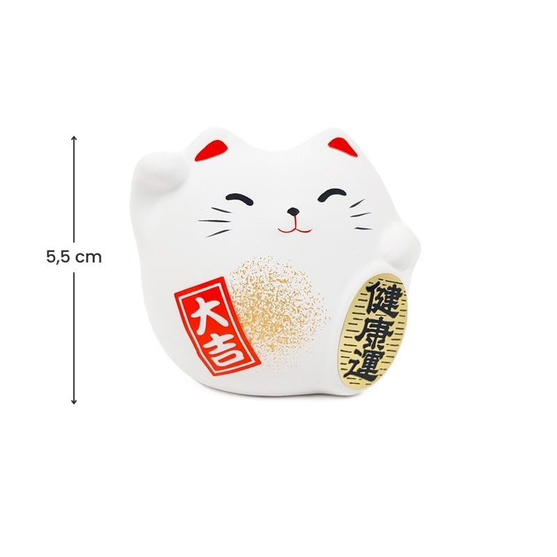 Maneki Neko rund vit