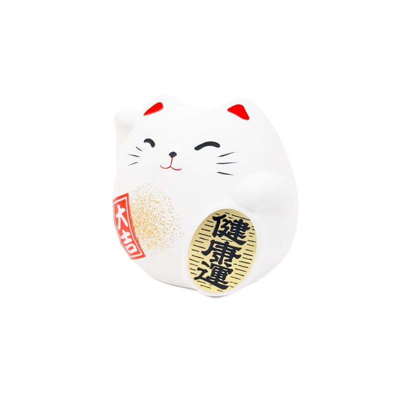 Maneki Neko rund vit