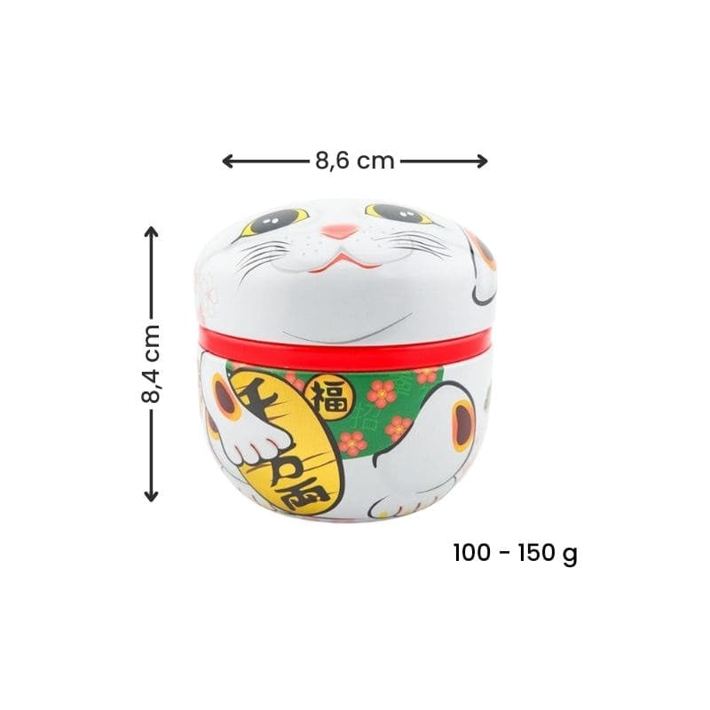 Maneki Neko Teask i vit metall