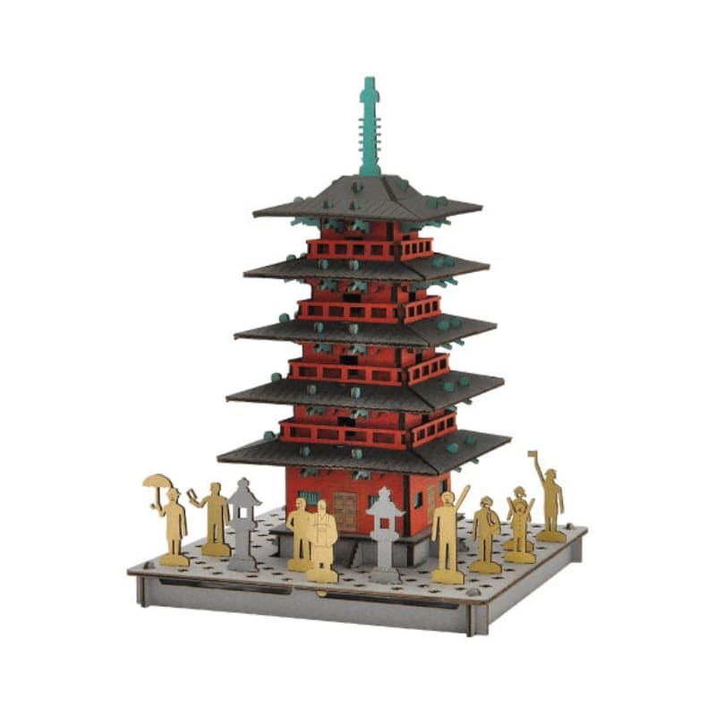 Japansk miniatyrmodell - Röd pagod