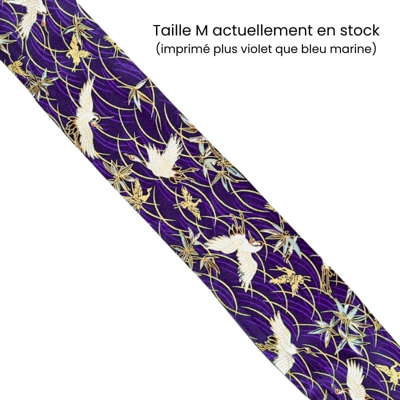 Marinblått Obi bälte med Tsuru design M
