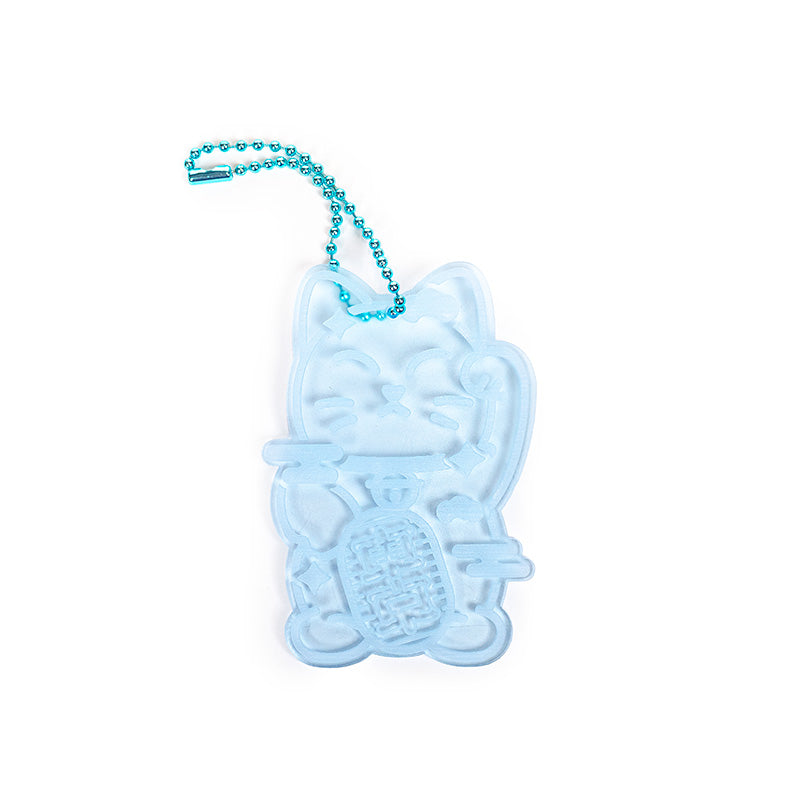 Nyckelring - Fluorescerande Blå Maneki Neko