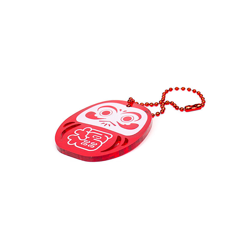 Nyckelring - Fluorescerande Röd Daruma