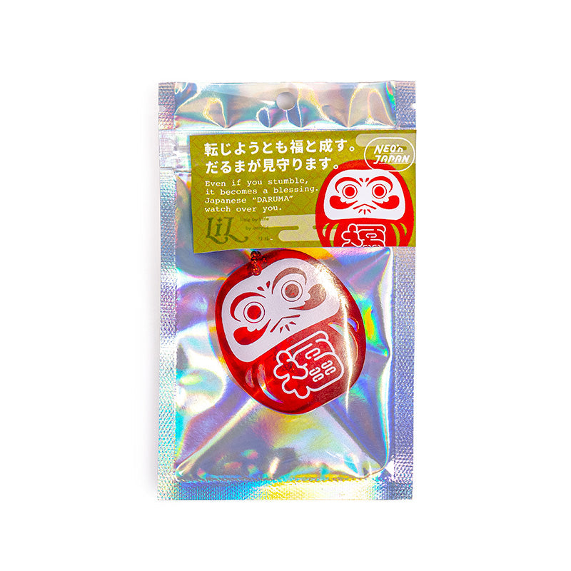 Nyckelring - Fluorescerande Röd Daruma