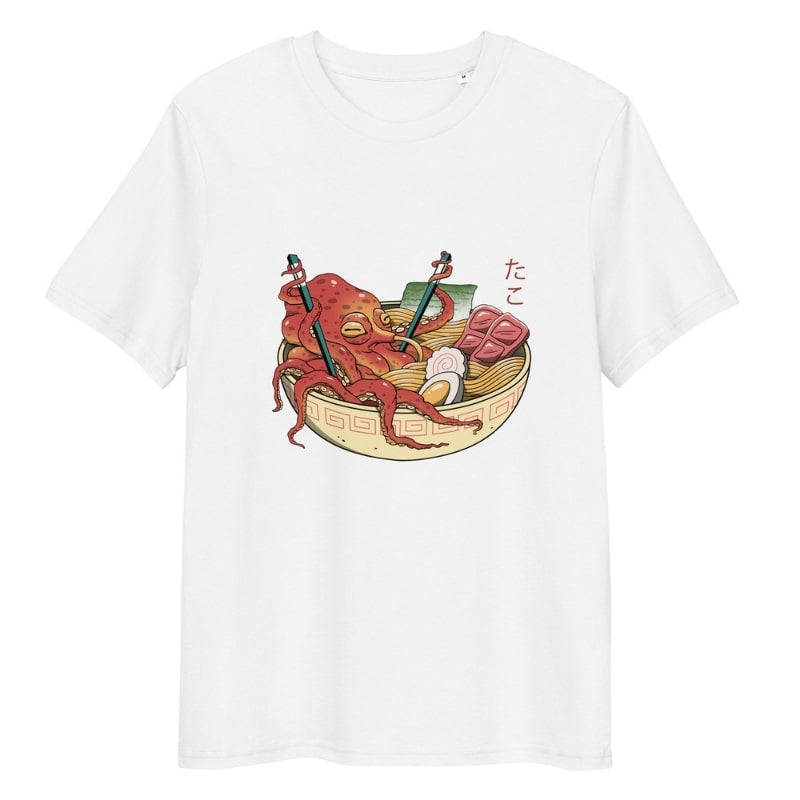 Octopus Ramen Japansk T shirt S / Blanc