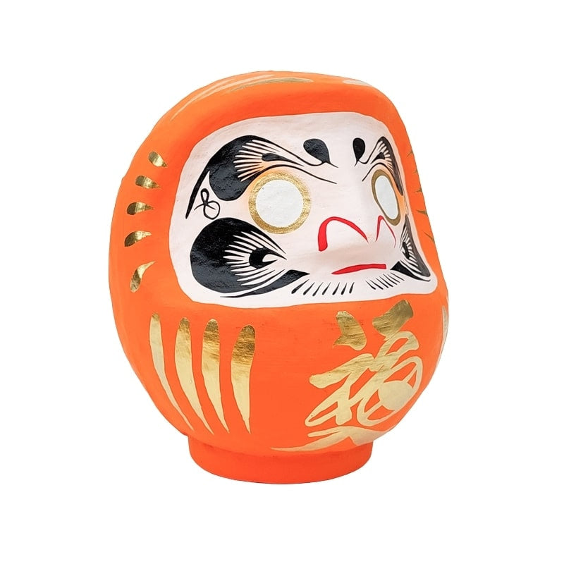 Orange japansk Daruma 9 till 15 cm
