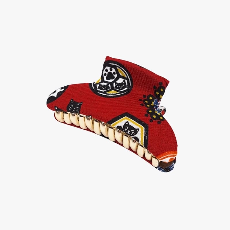 Japansk katt hårspänne av tyg